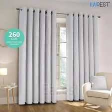 260GMS 2PCS Thermal Blackout Curtains Eyelet Ring Top Ready Made Thick Luxury