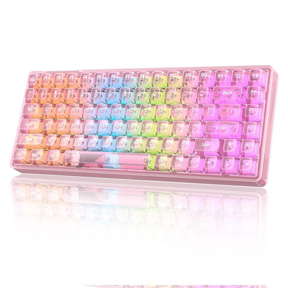 Camiysn Pink Transparent RGB Mechanical Keyboard Light84 Backlit Keycaps