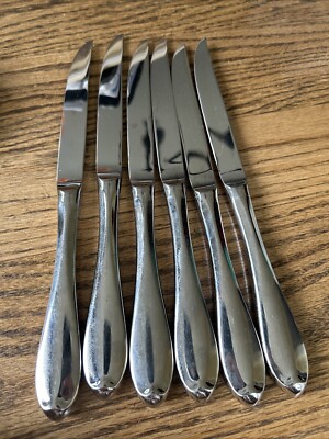 6 Studio 4  Stainless DINNER KNIVES Gorham 9 1/8'' Free Shipping Non Serrated