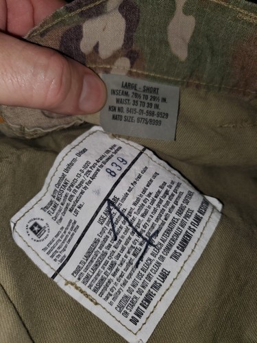 PANTS MULTICAM OPC COMBAT FR - Many sizes - Flame Resist FR Cargo USGI - Used - Picture 3 of 3