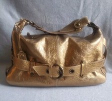 Via Repubblica Gold Pebble Leather Hobo Bag Italian Leather