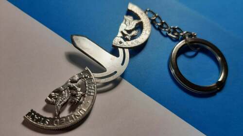 KENNEDY HALF DOLLAR ROUND COIN KNIFE FOLDING CIGAR CUTTER MULTI TOOL KEY CHAIN