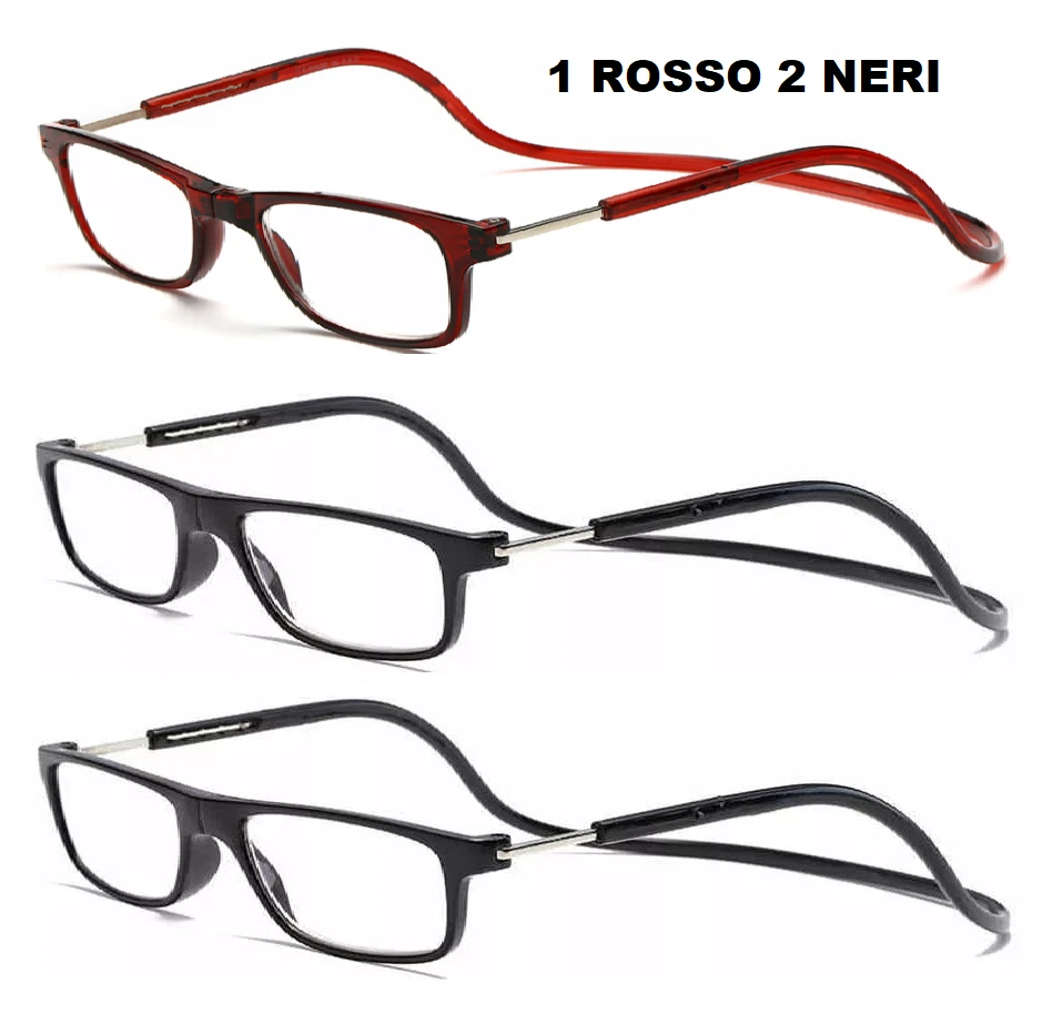 3 occhiali lettura calamita magnetici uomo donna presbiopia  scegli le diottrie - Immagine 4 di 4