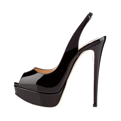 NEW | Women's Peep Toe Pumps Platform High Heels Slingback Sandals Stilettos - Picture 6 of 30