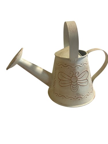Cracker Barrel Metal Watering Can Bee Design Handle 6" tall Decorative