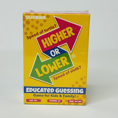 QUOKKA HIGHER or LOWER Card  Family Quiz & Trivia Game Educated Guessing Fun