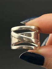 Sterling Silver 925 Criss Cross Ring Size 5.25