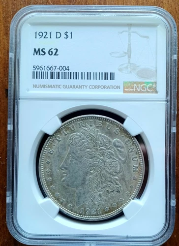 1921-D Morgan Dollar MS-62 NGC