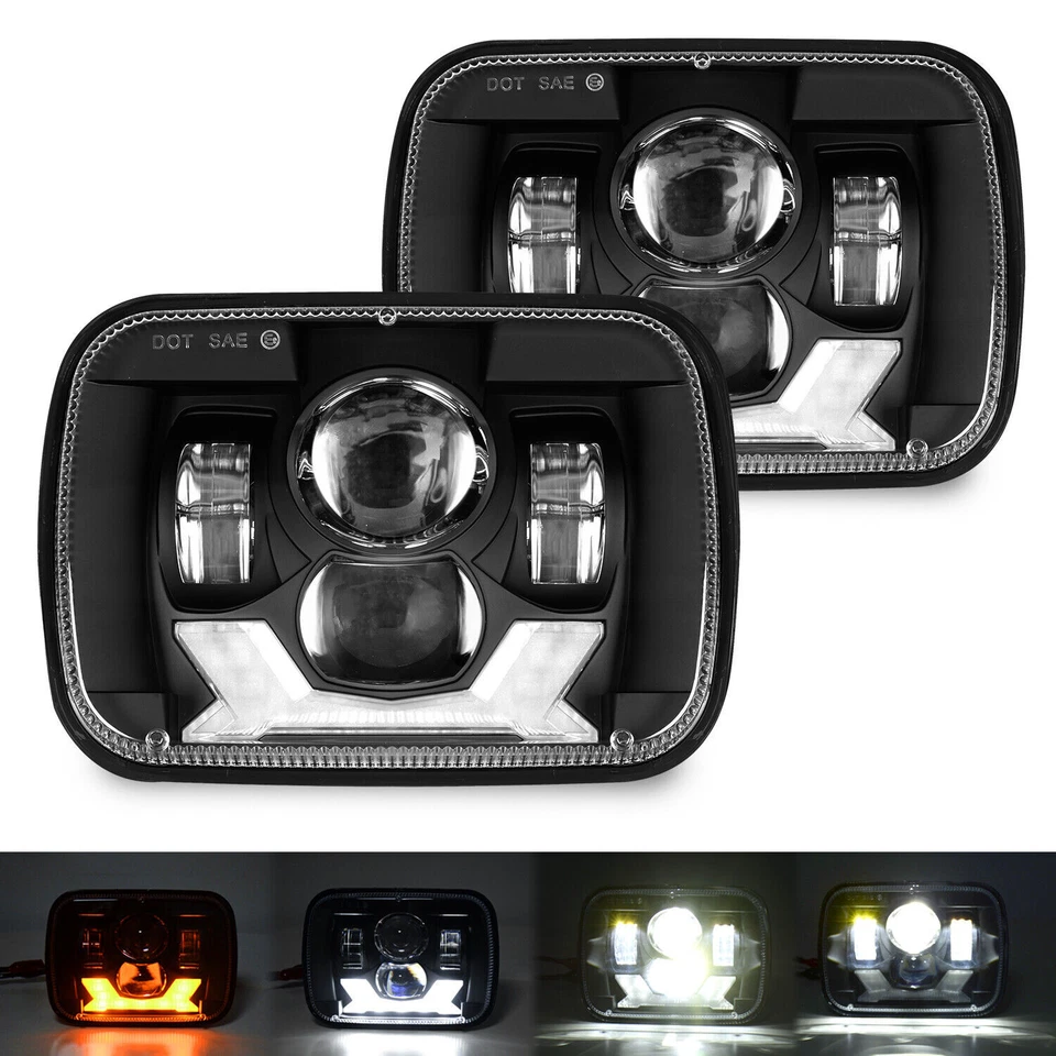 Für Jeep Cherokee XJ Wrangler YJ LED Scheinwerfer Hi/Lo Strahl DRL Turn Signal - Bild 4 von 4