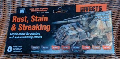 Vallejo Rust, Stain and Streaking  - Paint Set of Eight 17ml Bottles 70.183