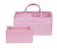 Sammy And Lou Storage Diaper And Wipe Caddies In Felt Color Iced Pink