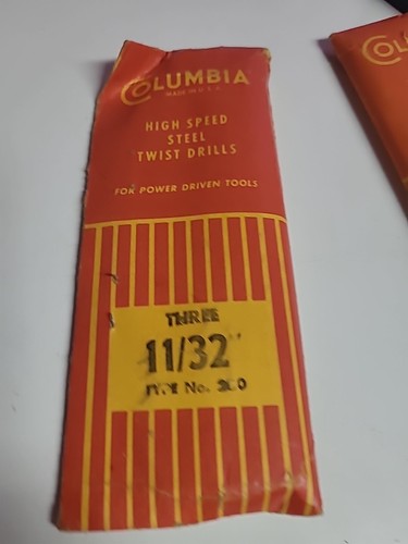 Columbia Schnellarbeitsstahl Spiralbohrer Typ 200 11/32 1 3er Pack NOS Vintage - Bild 3 von 3