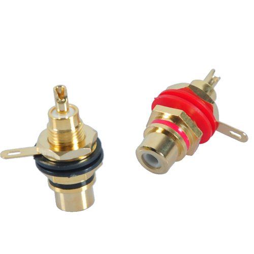 4pcs 24K Gold Plated RCA Jack Terminal Female Chassis HIFI Audio Connector Amp - Picture 3 of 4