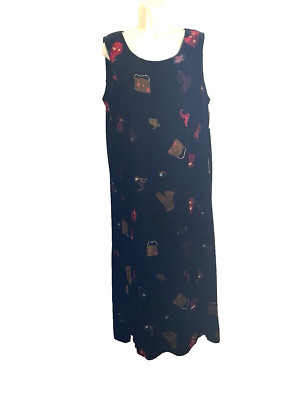 David Dart Dress 1X NWT Black Velvet Silk Sleeveless Maxi Beaded Purses Gloves