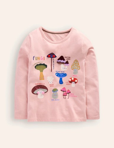 Mini Boden Fungi Shirt Embroidered Printed Pink NWT New 5-6
