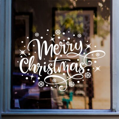 Frohe Weihnachten Aufkleber für Fenster Schaufenster Display Wohndeko Decal