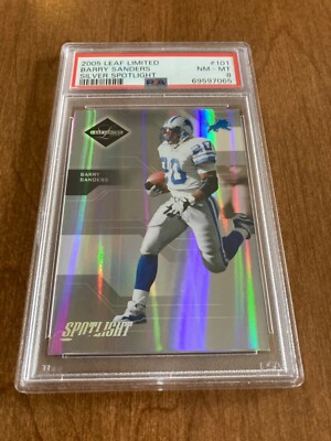 Psa 8 2005 leaf limited Barry sanders silver spotlight 20/50 Jersey number