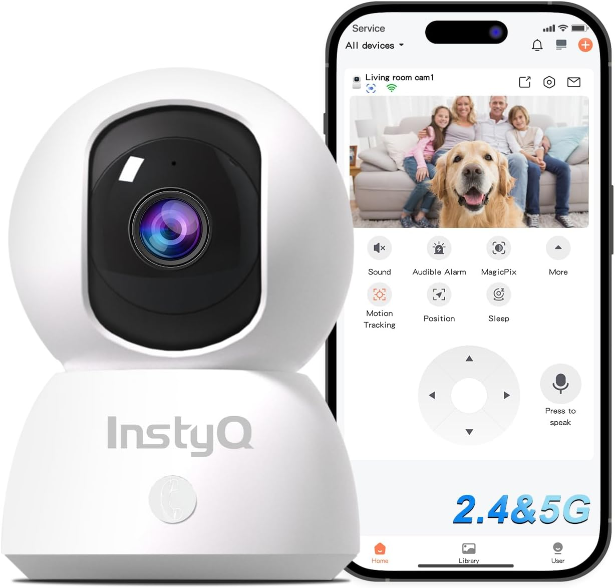 2K Indoor Pet Camera with 5G/2.4G Wifi for Home Baby and Pet Monitoring Security-image