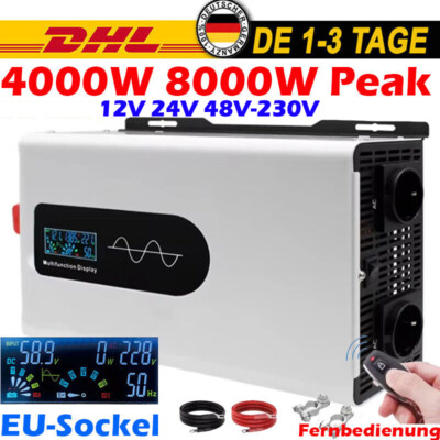 4000W 8000W Max 12V 24V 48V - 230V Reiner Sinus Spannungswandler Wechselrichter