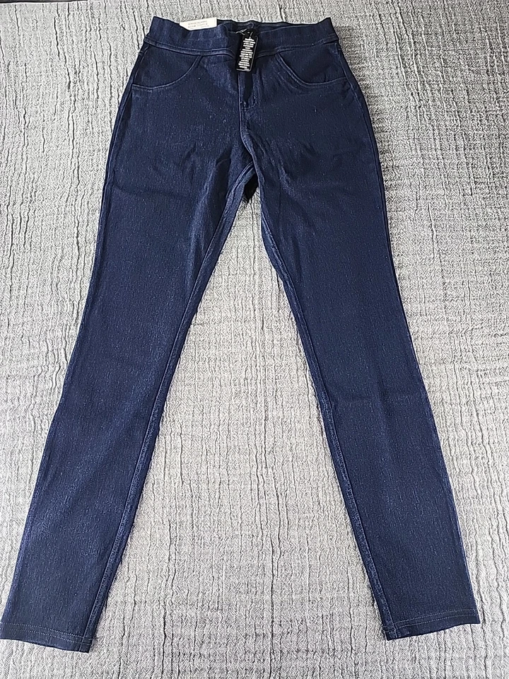 Leggings de mezclilla para mujer Utopia By Hue tiro medio elásticos calce ajustado medianoche Foto 4 de 4