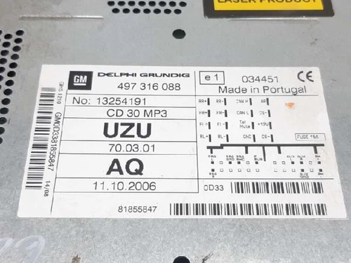 13254191 Sistema Audio/Radio Cd para OPEL CORSA D Enjoy 2008 4952041 - Imagen 4 de 10
