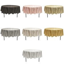 Crinkle Taffeta Tablecloth for Round Tables Crushed Cloths for Weddings 90 In