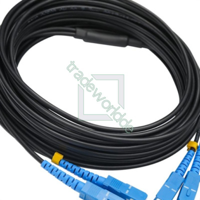 Black Armored Fiber Cable SC-SC UPC SM 9/125 Duplex Fiber Optic Patch Cord 20M