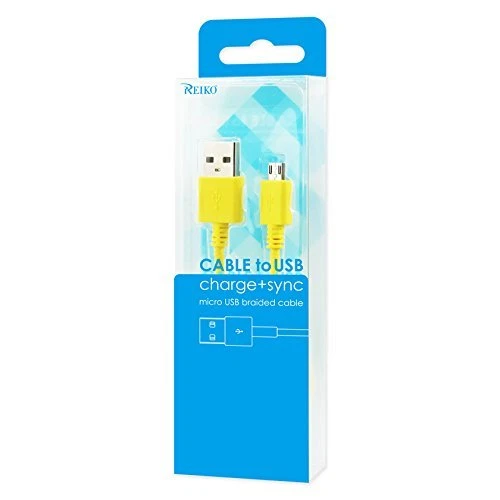 Reiko Micro USB Data Cable for Smartphones - Retail Packaging - Yellow - Image 3 of 3