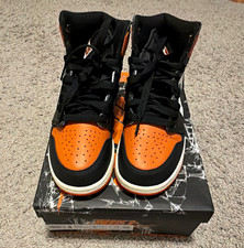 Nike Air Jordan 1 High Top Leather Kids Sneakers Orange Black White US 4Y