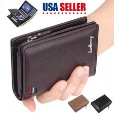 Mens RFID Blocking Leather Wallet Credit Card ID Holder Zipper Purse Waterproof
