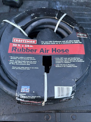 #ad Sears Craftsman USA Nos 50’ Rubber Compressor Air Hose 16113 3 8” Pneumatic $89.95