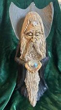 Steve Tunturi Hand Carved Wizard Sculpture Signed ‘83 Numbered 123/500 Damaged