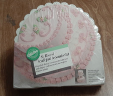 Vintage Wilton 1987 8" Scalloped Edge White Separator Plates Set New/Sealed