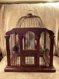 Antique Japanese Victorian Architectural Bird Cage 16.5” X 14.5” X 11” SIGNED!