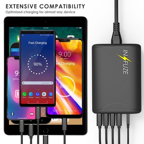 5-Port Chargement Station 75W Charge Rapide 3.0 USB Type C pour Sonim XP5s XP8 - Photo 3 sur 7