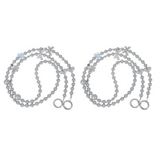 2Pcs Phone Chain Crossbody Lanyard Pearl Beaded Bow Universal Phone Strap Gray