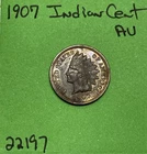 1907 Indian Head Cent / Penny 1c AU About Uncirculated