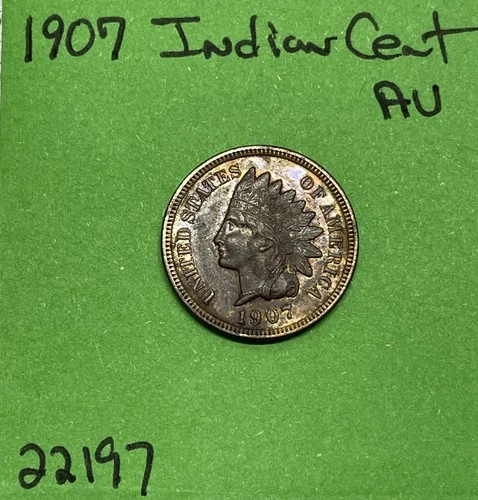 1907 Indian Head Cent / Penny 1c AU About Uncirculated