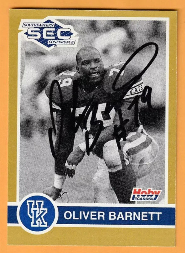 Oliver Barnett Kentucky Wildcats AUTO Signed 1991 SEC Hoby card