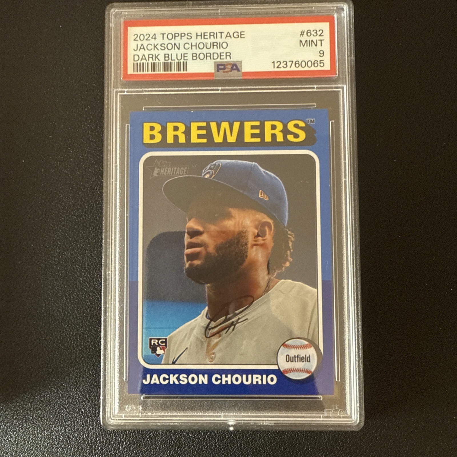 2024 Topps Heritage High Number 632 Jackson Chourio Dark Blue Border RC Mint 9