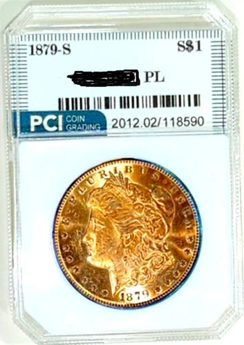 1879-S  Gem BU ++ PL  Prooflike Morgan Dollar  Reflective Rainbow Toned  PL