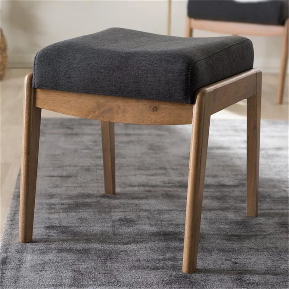 Baxton Studio Wera Fabric Ottoman in Dark Gray - Image 2 of 4