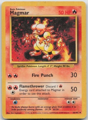 Magmar Uncommon Base Set 036/102 LP Ken Sugimori