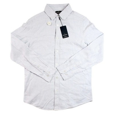 Daniel Hechter Paris Shirt Mens M Blue Striped Linen Blend Long Sleeve $88 NEW