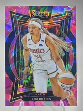 2025 Select WNBA Concourse Kiki Iriafen RC #91 Pink Cracked Ice Prizm Mystics