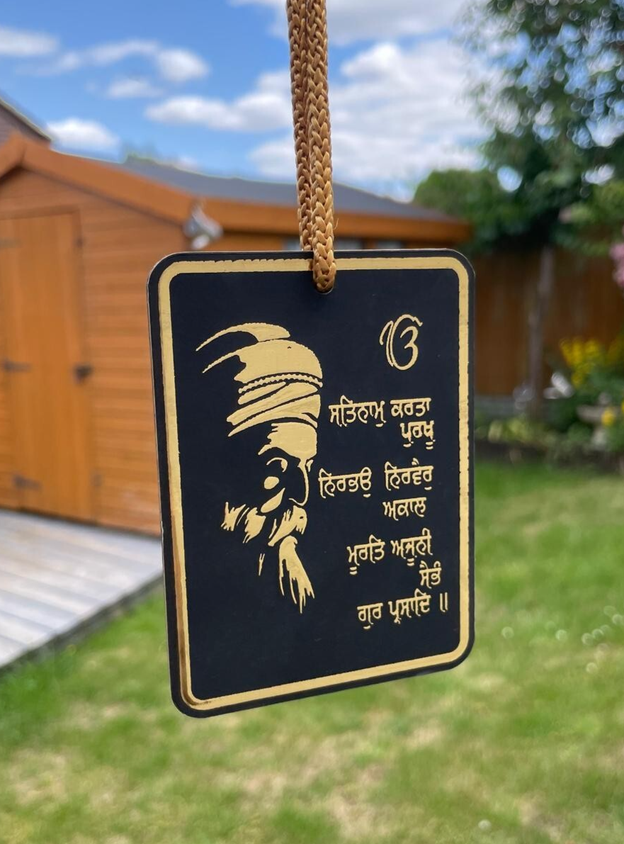 Sikh Car Hanger Wooden Guru Nanak Dev Ji Mool Mantar Pendant Car Mirror ZZ13 NEW