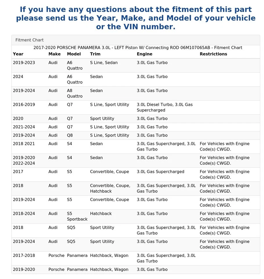 Porsche Panamera 2017-2020 3,0 L - pistón izquierdo con varilla de conexión 06M107065AB Foto 4 de 4