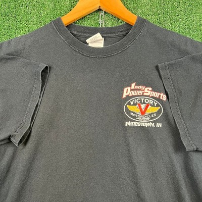 VTG Victory Motorcycles T-Shirt Mens M Black Indy Power Sports Flame Tribal Y2K