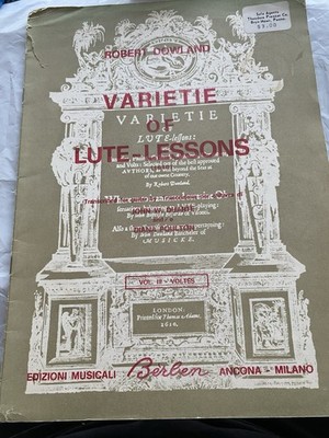 Vtg Varietie of Lute-Lessons by Robert Dowland Sheet Music Score Instruction