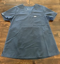 FIGS Women  s Technical Collection V-Neck Chest Pocket Scrub Top Navy M FW1000